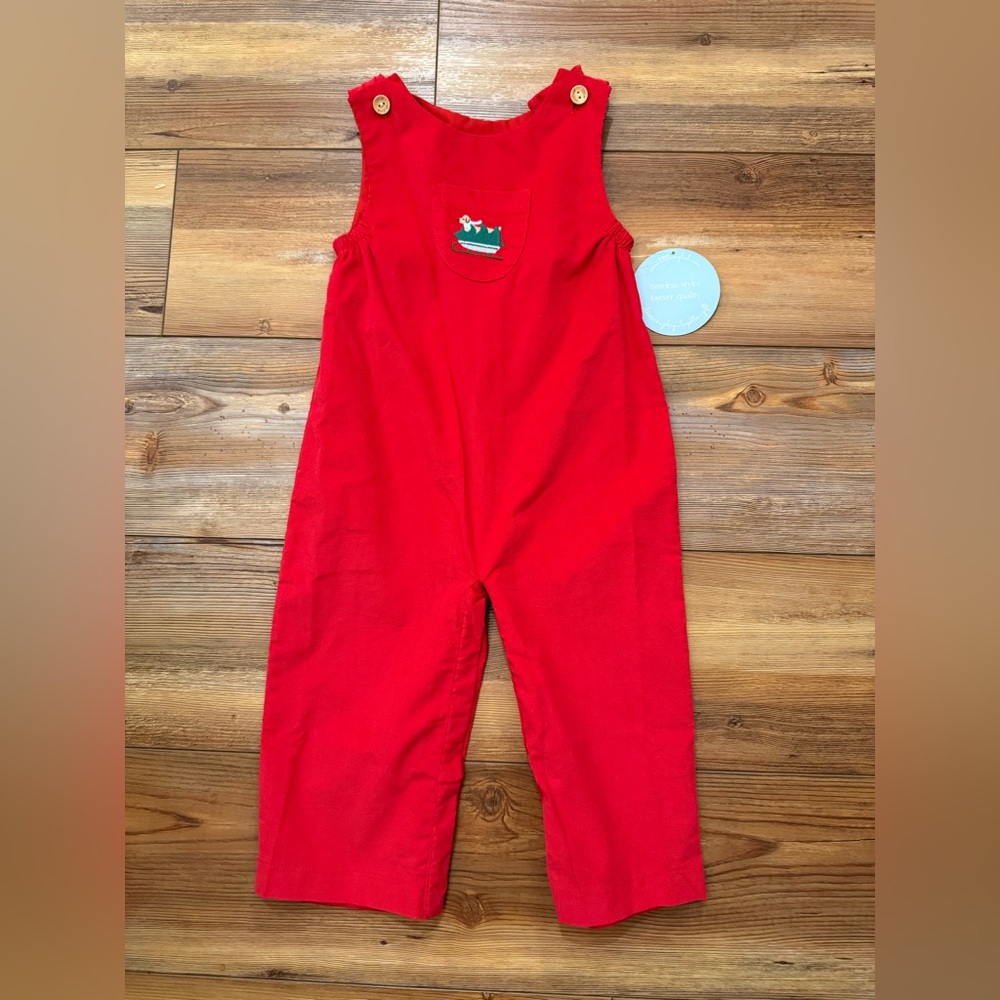 NWT Little English Christmas overall- Red Corduroy